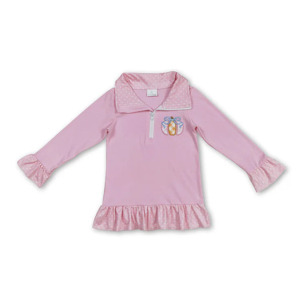 Pink Pumpkin Ruffle Pullover