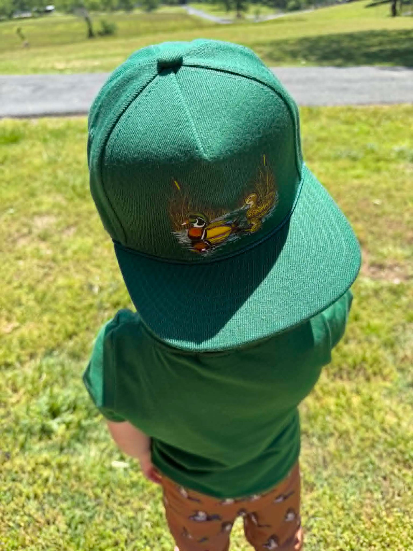 Kids Hunter Green Duck Hat