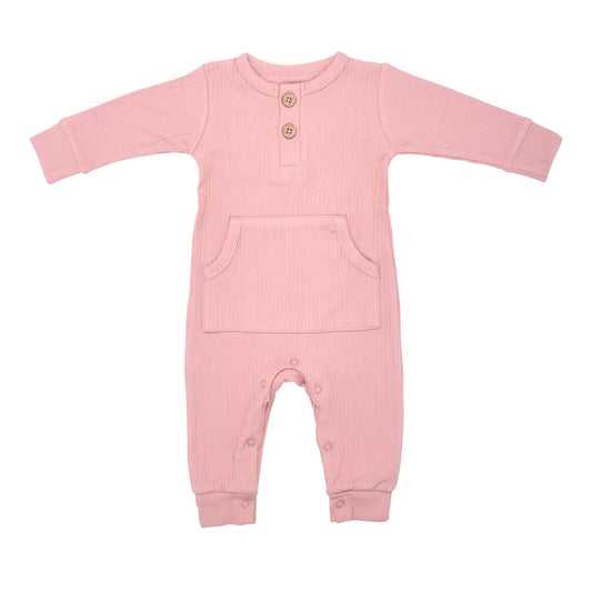 Dusty Rose Ribbed Playsuit