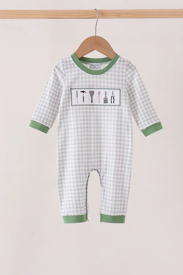 Green Tools Embroidery Romper