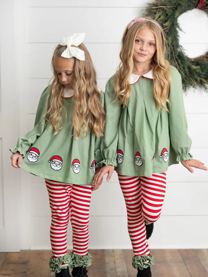 Candy Cane Stripe Santa Ruffle Legging Set