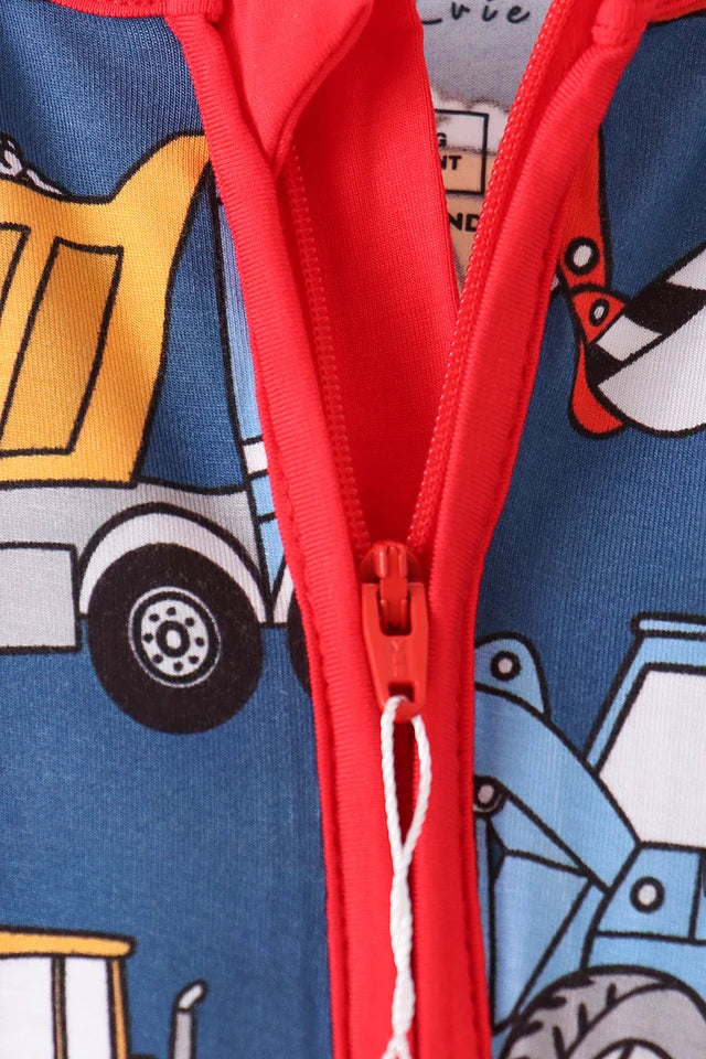 Navy Tractor Print Bamboo Pajamas