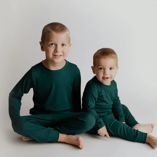 Forest Green 2 piece Ribbed Jammies