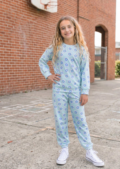 Mint Lavender Blue Flower Lounge Set