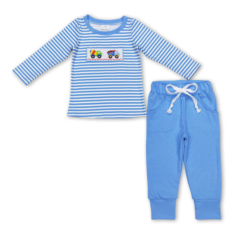 Blue Construction Striped Set
