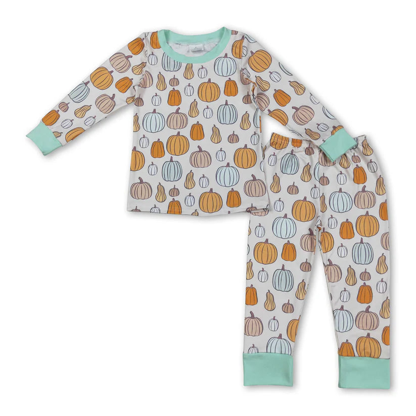 Blue Harvest Pumpkin Pajamas Set