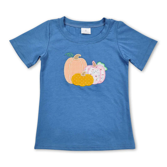 Blue Patchwork Pumpkin Tee