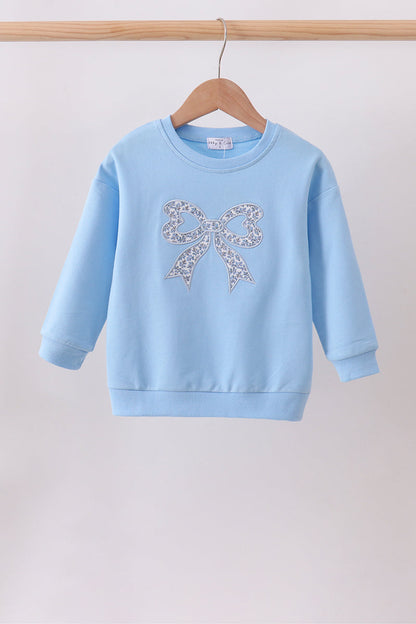 Blue Floral Bow Sweatshirt