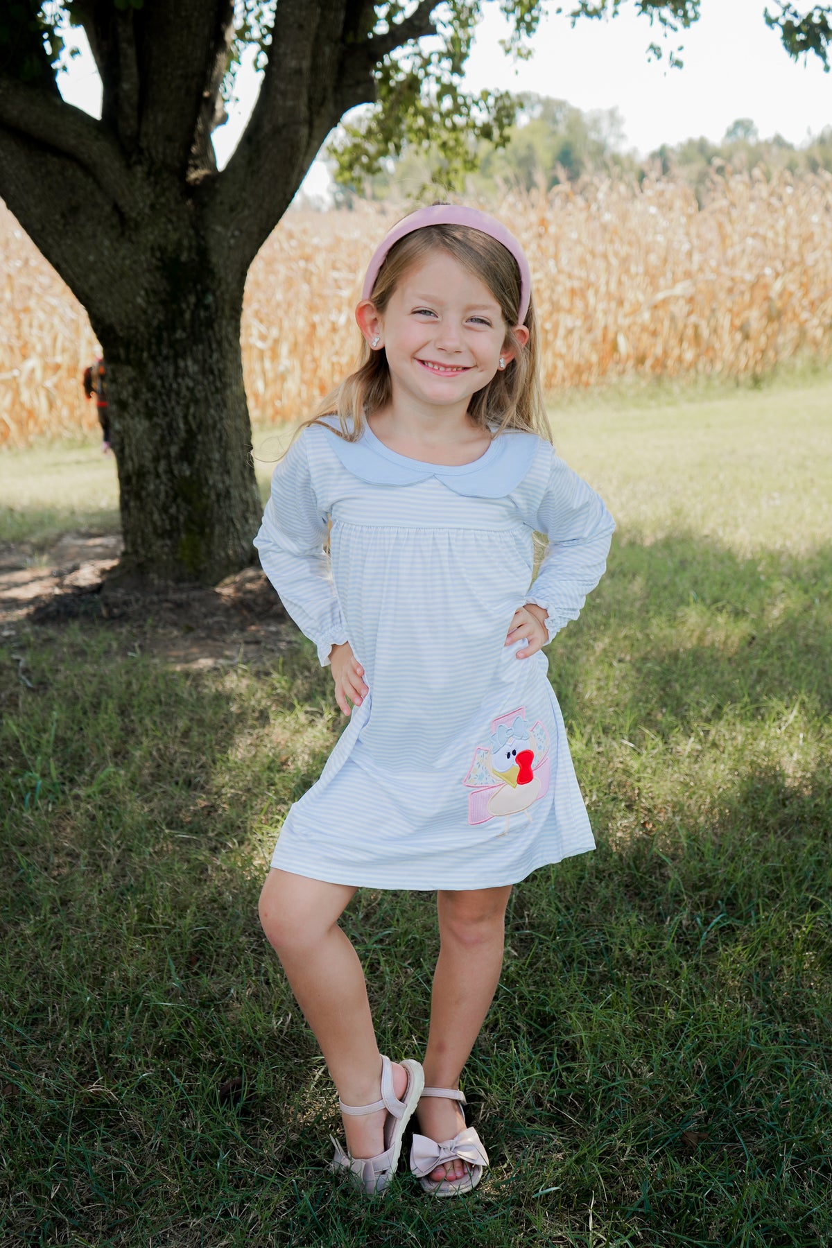 Turkey Long Sleeve Striped Dress