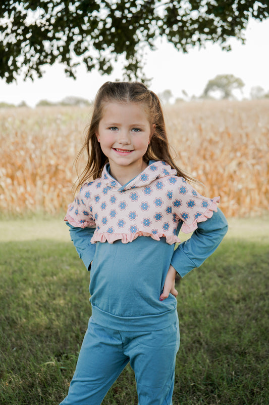Teal Bloom Floral Hooded Sweat Set