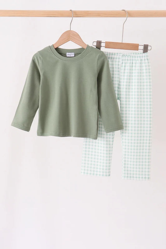 Green Gingham Pant Set