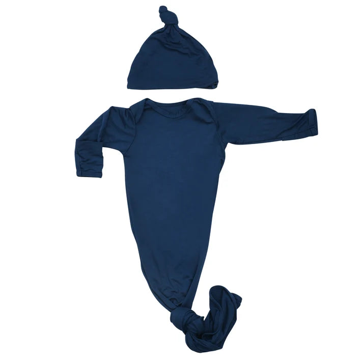 Navy Knotted Gown + Hat