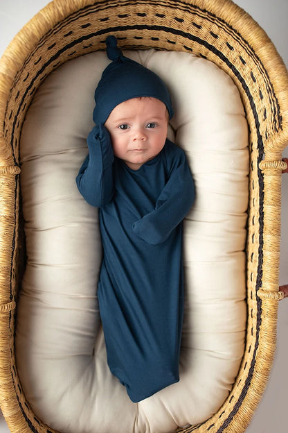 Navy Knotted Gown + Hat