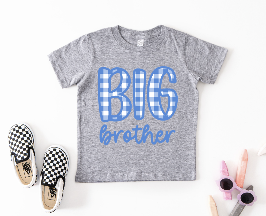 Pre Order Big Brother Tee - Blue Gingham