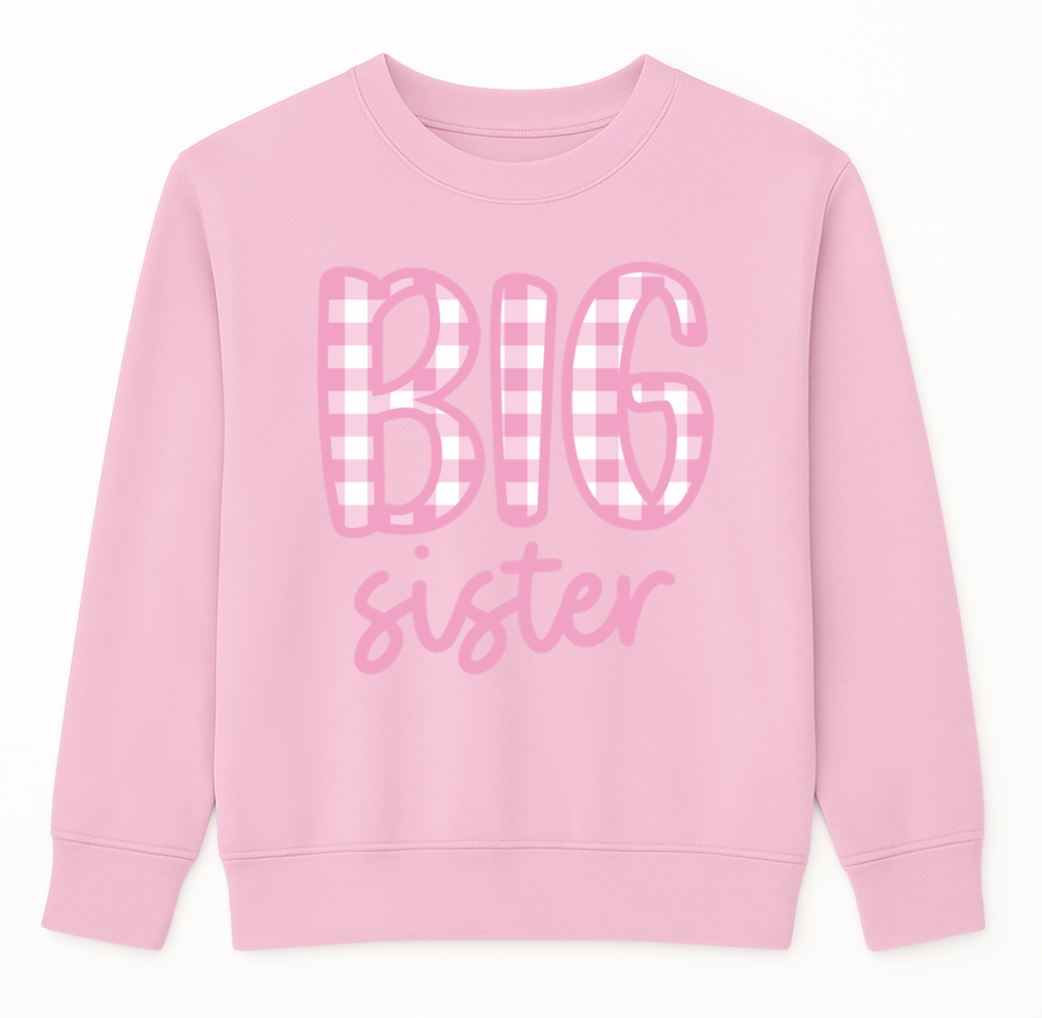 Pre Order Big Sister Sweatshirt - Pink Gingham