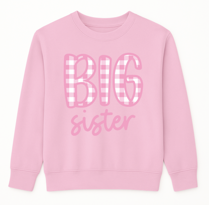 Pre Order Big Sister Sweatshirt - Pink Gingham