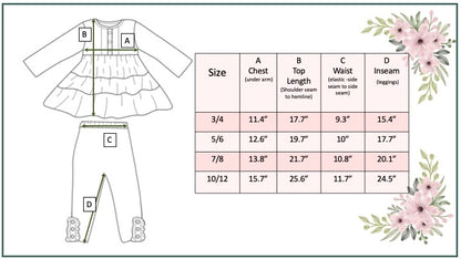 Girls Sand Floral 3 Tiered Fall Ruffle Button Legging Set