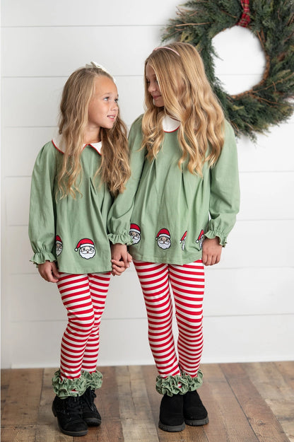 Candy Cane Stripe Santa Ruffle Legging Set