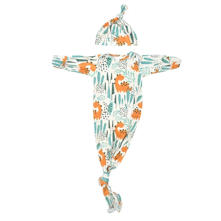 Dinosaur Knotted Gown + Hat
