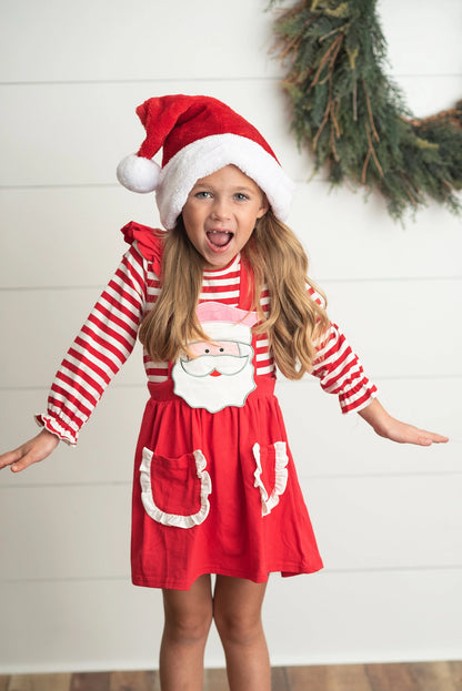 Striped Santa Ruffle Pocket Christmas Set