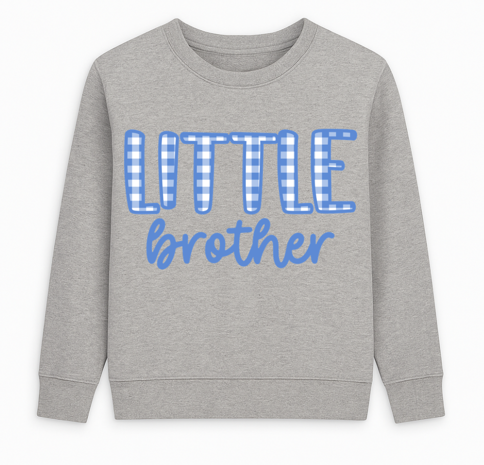 Pre Order Little Brother Sweatshirt - Blue Gingham
