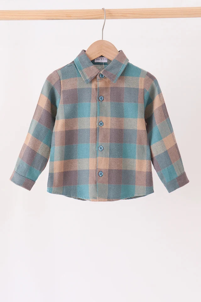 Teal Plaid Button Down Shirt