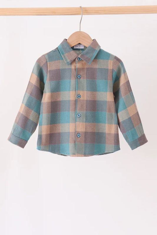Teal Plaid Button Down Shirt