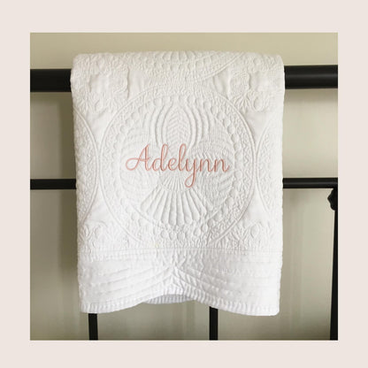 Pre Order Embroidered Baby Quilt