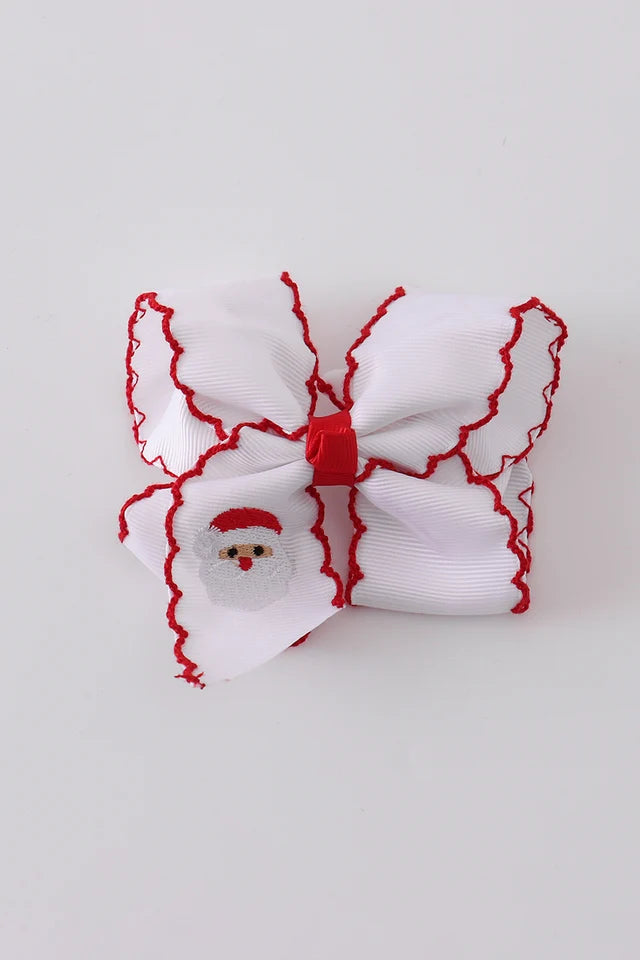 Santa Embroidered Hair Bow